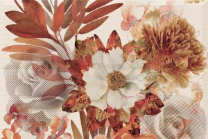 Aure Панно Savage Flowers marron 01 (из 2-х плиток)
