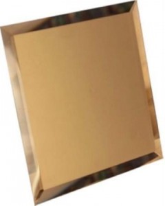 Квадратная зеркальная бронзовая матовая плитка с фацетом 10мм КЗБм1-01