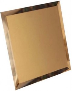 Квадратная зеркальная бронзовая матовая плитка с фацетом 10мм КЗБм1-03