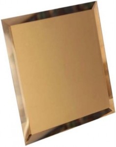 Квадратная зеркальная бронзовая матовая плитка с фацетом 10мм КЗБм1-04