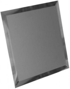 Квадратная зеркальная графитовая матовая плитка с фацетом 10мм КЗГм1-03