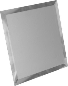 Квадратная зеркальная серебряная плитка с фацетом 10мм КЗС1-01