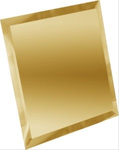 Квадратная зеркальная золотая плитка с фацетом 10мм КЗЗ1-01