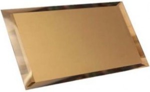 Прямоугольная зеркальная бронзовая матовая плитка с фацетом 10мм ПЗБм1-02