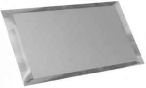 Прямоугольная зеркальная серебряная матовая плитка с фацетом 10мм ПЗСм1-01
