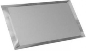 Прямоугольная зеркальная серебряная матовая плитка с фацетом 10мм ПЗСм1-02