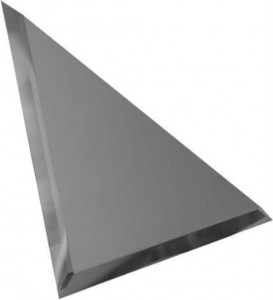 Треугольная зеркальная графитовая матовая плитка с фацетом 10мм ТЗГм1-02