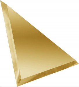 Треугольная зеркальная золотая плитка с фацетом 10мм ТЗЗ1-01