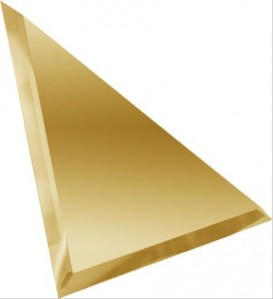 Треугольная зеркальная золотая плитка с фацетом 10мм ТЗЗ1-03